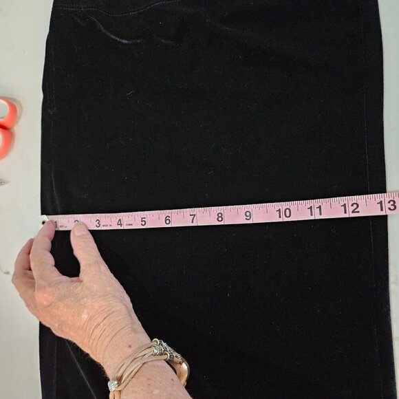 Chico's Black Velvet Pull On Elastic Waist Stretch Wide Leg Pants Size 3 or XL - Picture 9 of 9